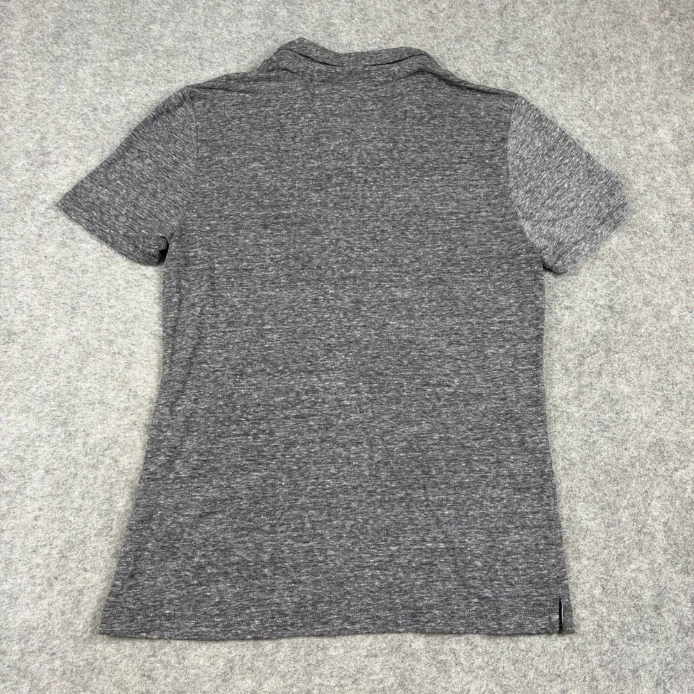 Banana Republic Polo Shirt Mens Medium Gray Linen‎ Blend Comfort Heathered